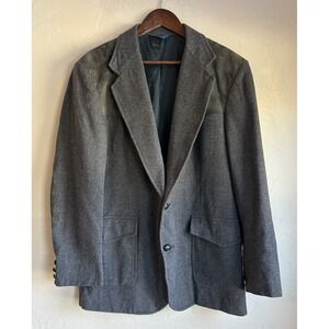 Vintage Pendleton Blazer Jacket 42‎ L Wool Tweed Suede Elbow Patch Gray USA